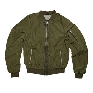 Mackage x Aritzia "Cara" Bomber Jacket - Olive Green with Leather Trim size xs